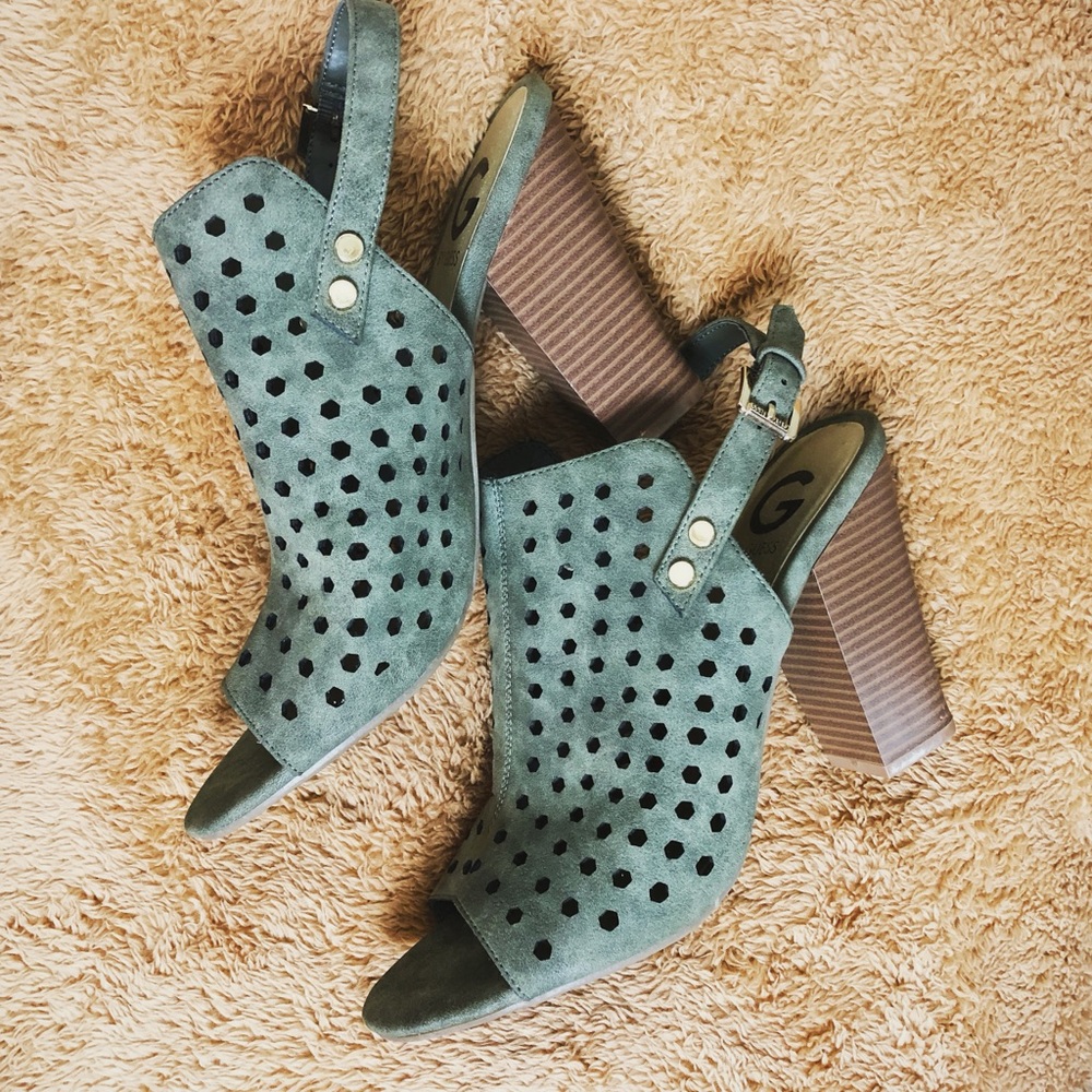 G by Guess- Olive Heeled Sandal Booties